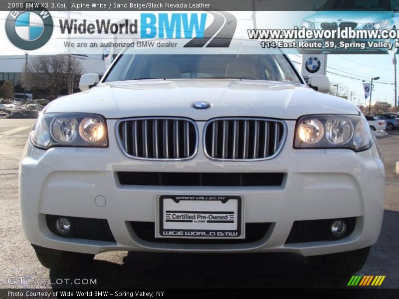Alpine White / Sand Beige/Black Nevada Leather 2008 BMW X3 3.0si