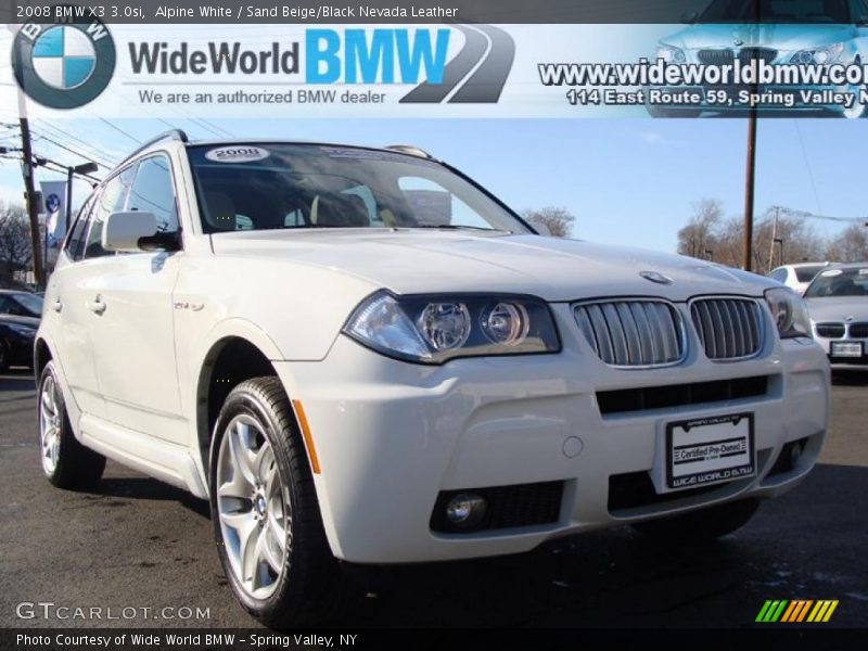 Alpine White / Sand Beige/Black Nevada Leather 2008 BMW X3 3.0si