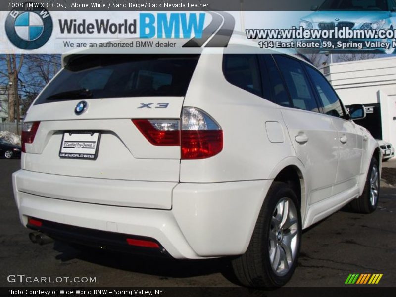 Alpine White / Sand Beige/Black Nevada Leather 2008 BMW X3 3.0si