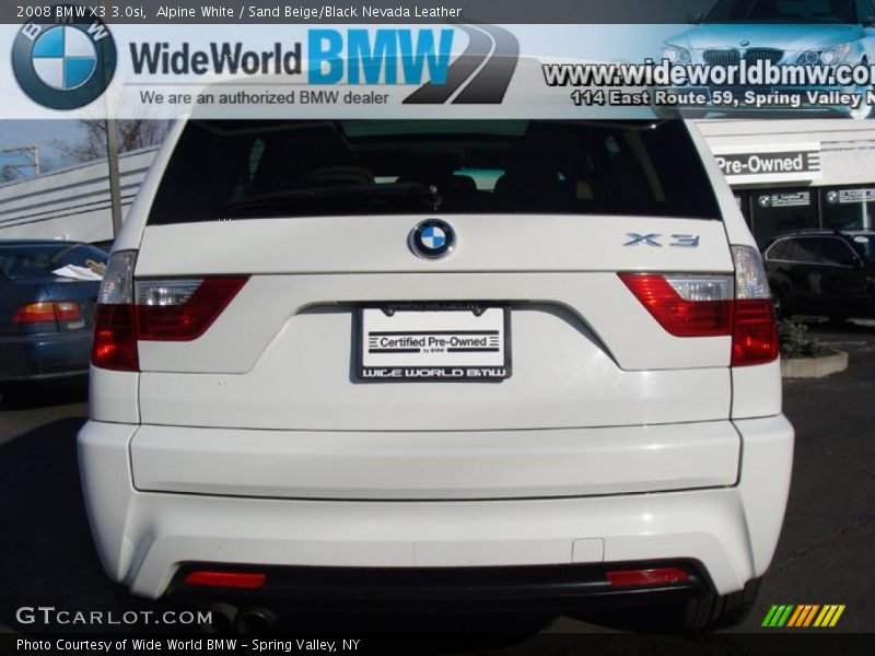 Alpine White / Sand Beige/Black Nevada Leather 2008 BMW X3 3.0si