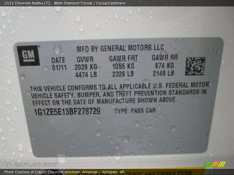 White Diamond Tricoat / Cocoa/Cashmere 2011 Chevrolet Malibu LTZ