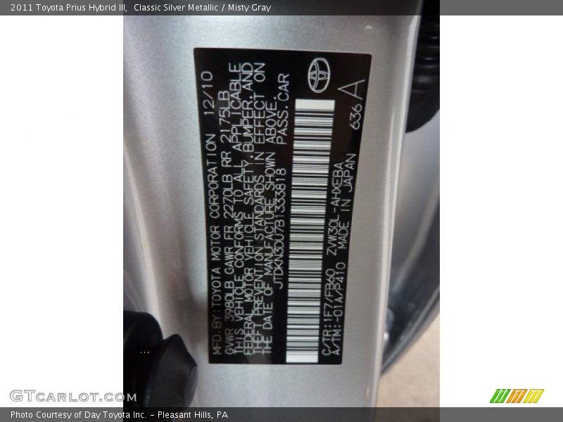 Classic Silver Metallic / Misty Gray 2011 Toyota Prius Hybrid III