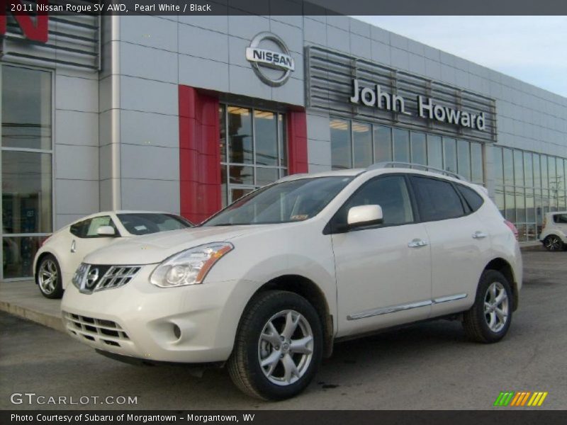 Pearl White / Black 2011 Nissan Rogue SV AWD