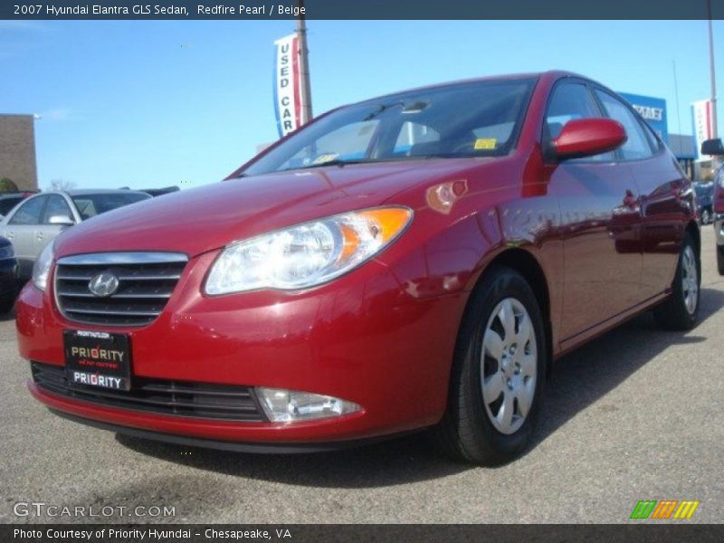 Redfire Pearl / Beige 2007 Hyundai Elantra GLS Sedan