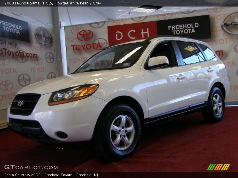 Powder White Pearl / Gray 2008 Hyundai Santa Fe GLS