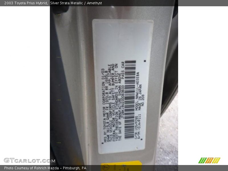 Silver Strata Metallic / Amethyst 2003 Toyota Prius Hybrid