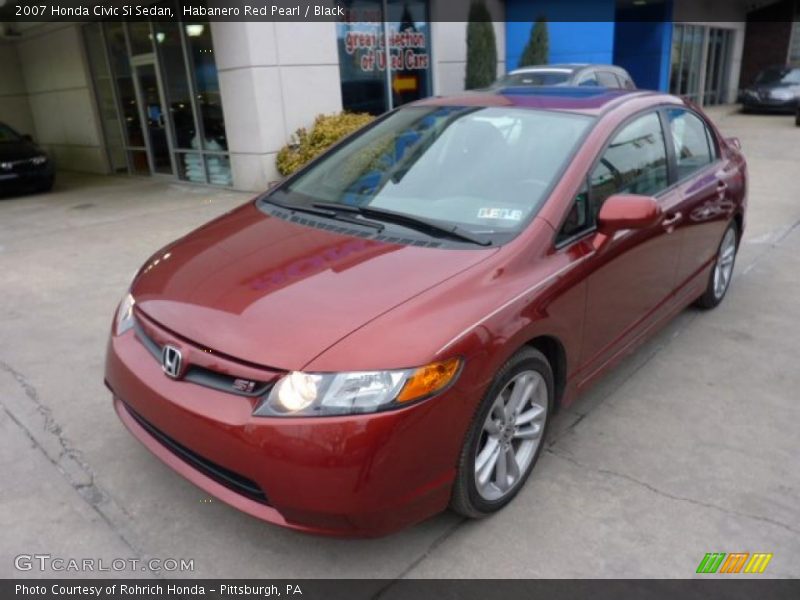 Habanero Red Pearl / Black 2007 Honda Civic Si Sedan