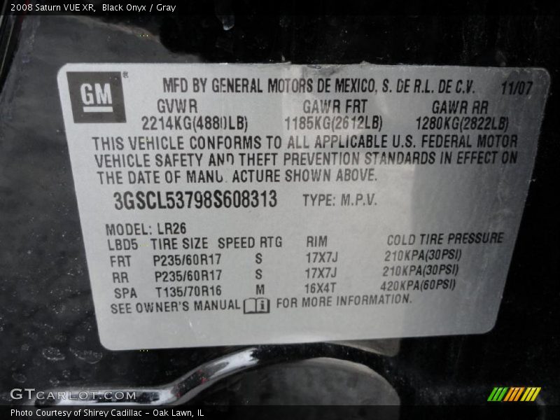Black Onyx / Gray 2008 Saturn VUE XR