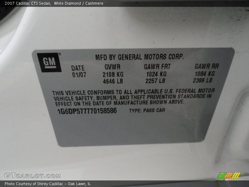 White Diamond / Cashmere 2007 Cadillac CTS Sedan