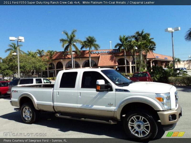White Platinum Tri-Coat Metallic / Chaparral Leather 2011 Ford F350 Super Duty King Ranch Crew Cab 4x4
