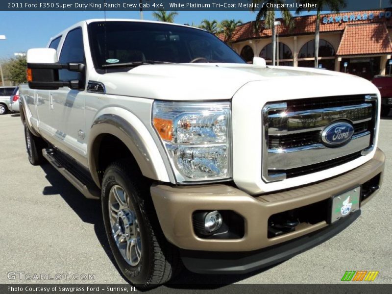White Platinum Tri-Coat Metallic / Chaparral Leather 2011 Ford F350 Super Duty King Ranch Crew Cab 4x4