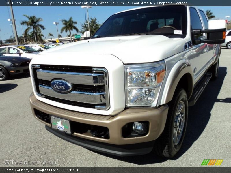White Platinum Tri-Coat Metallic / Chaparral Leather 2011 Ford F350 Super Duty King Ranch Crew Cab 4x4