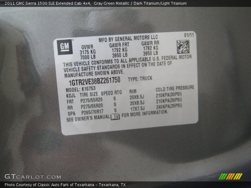 Gray Green Metallic / Dark Titanium/Light Titanium 2011 GMC Sierra 1500 SLE Extended Cab 4x4
