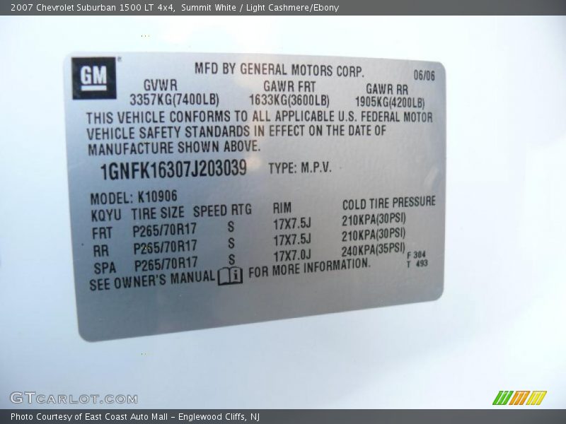 Summit White / Light Cashmere/Ebony 2007 Chevrolet Suburban 1500 LT 4x4