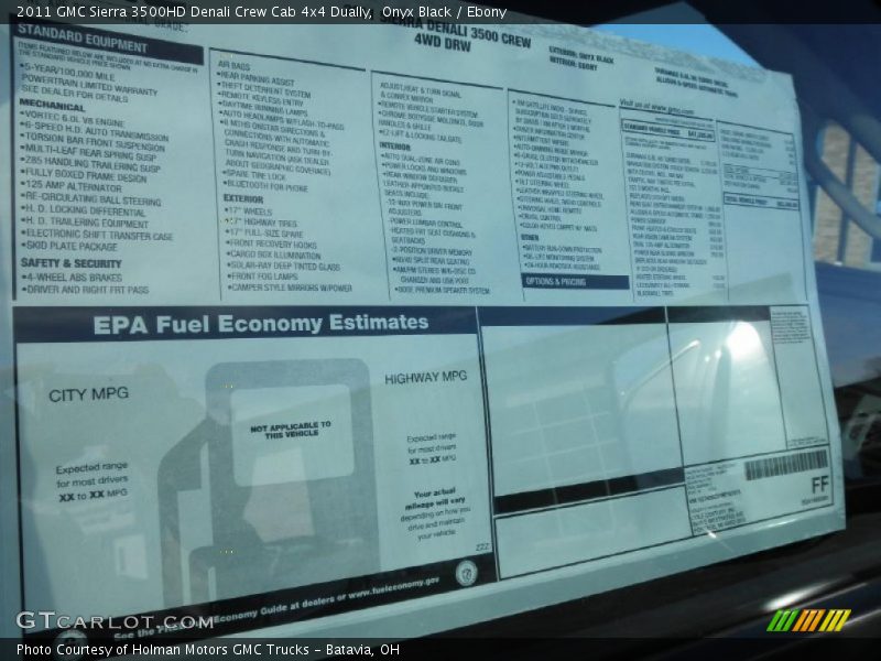  2011 Sierra 3500HD Denali Crew Cab 4x4 Dually Window Sticker