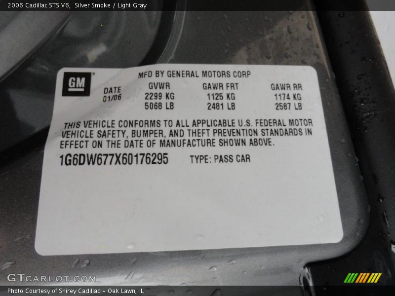 Silver Smoke / Light Gray 2006 Cadillac STS V6