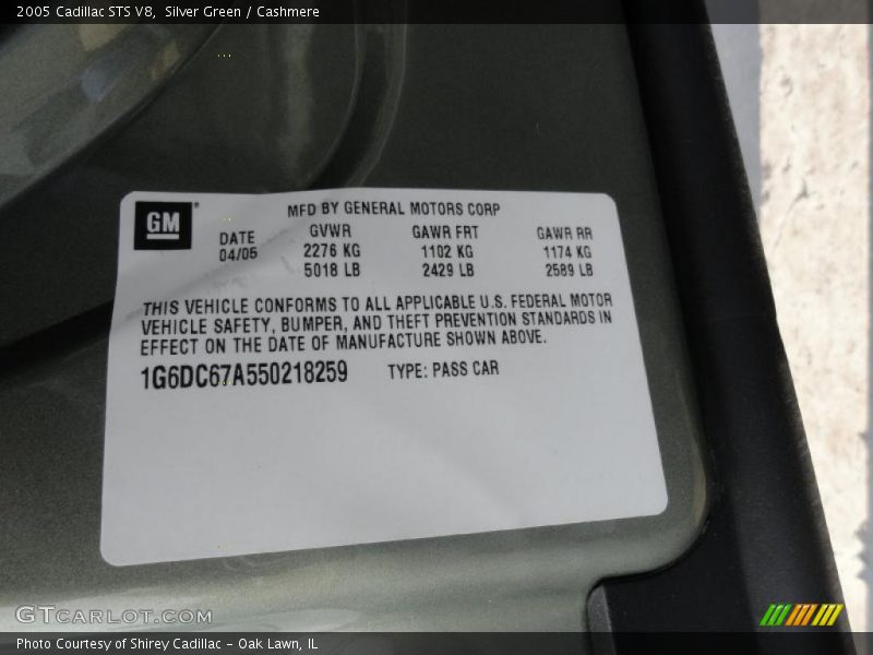 Silver Green / Cashmere 2005 Cadillac STS V8