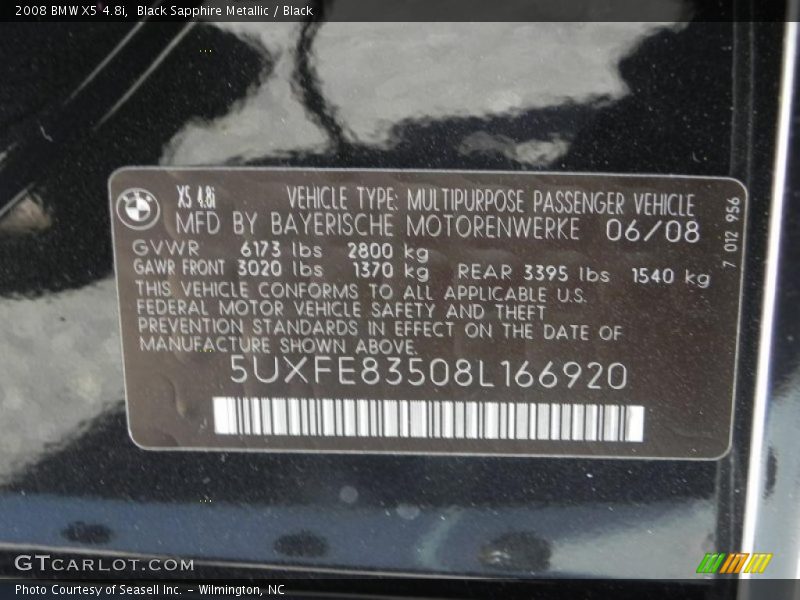 Black Sapphire Metallic / Black 2008 BMW X5 4.8i