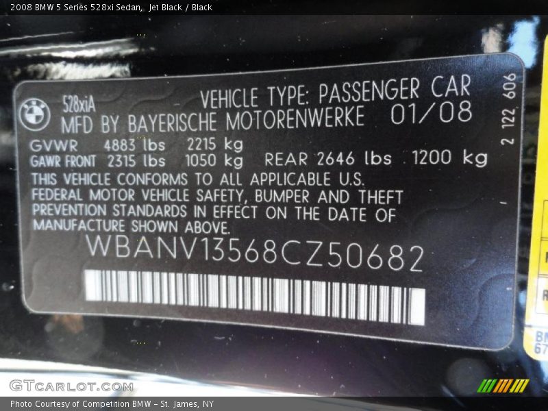Jet Black / Black 2008 BMW 5 Series 528xi Sedan