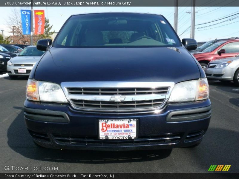 Black Sapphire Metallic / Medium Gray 2003 Chevrolet Venture LS AWD