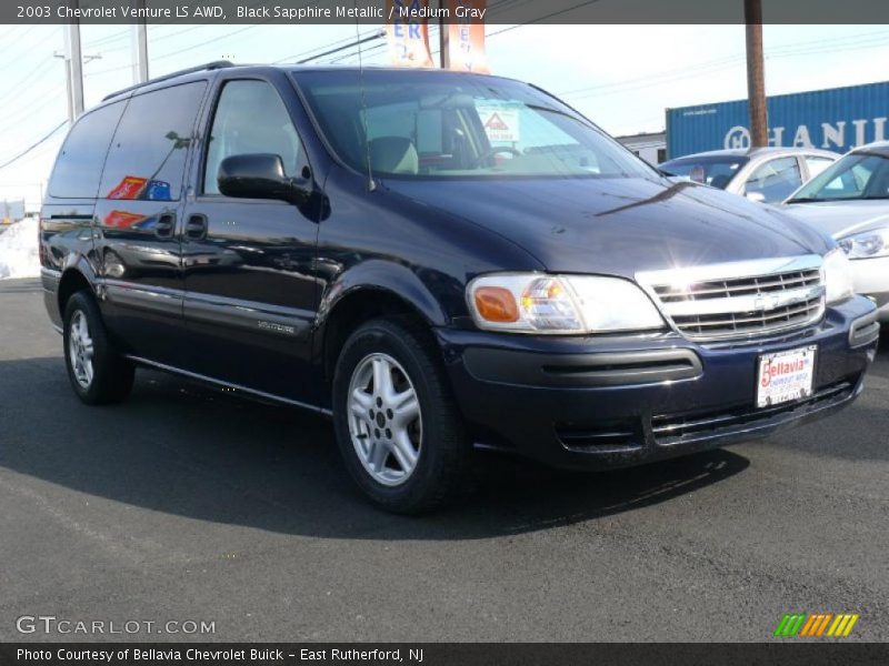 Black Sapphire Metallic / Medium Gray 2003 Chevrolet Venture LS AWD