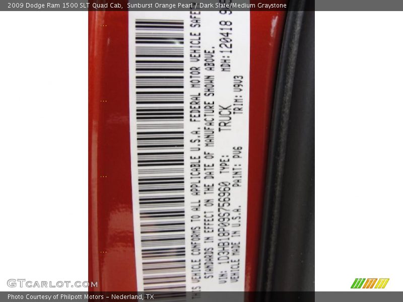 Sunburst Orange Pearl / Dark Slate/Medium Graystone 2009 Dodge Ram 1500 SLT Quad Cab