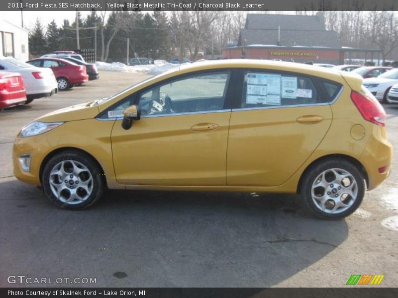 Yellow Blaze Metallic Tri-Coat / Charcoal Black Leather 2011 Ford Fiesta SES Hatchback