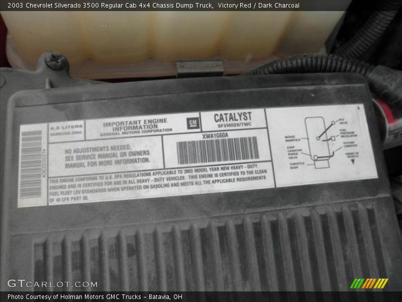 Victory Red / Dark Charcoal 2003 Chevrolet Silverado 3500 Regular Cab 4x4 Chassis Dump Truck