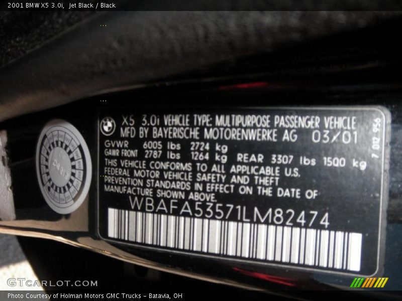 Jet Black / Black 2001 BMW X5 3.0i