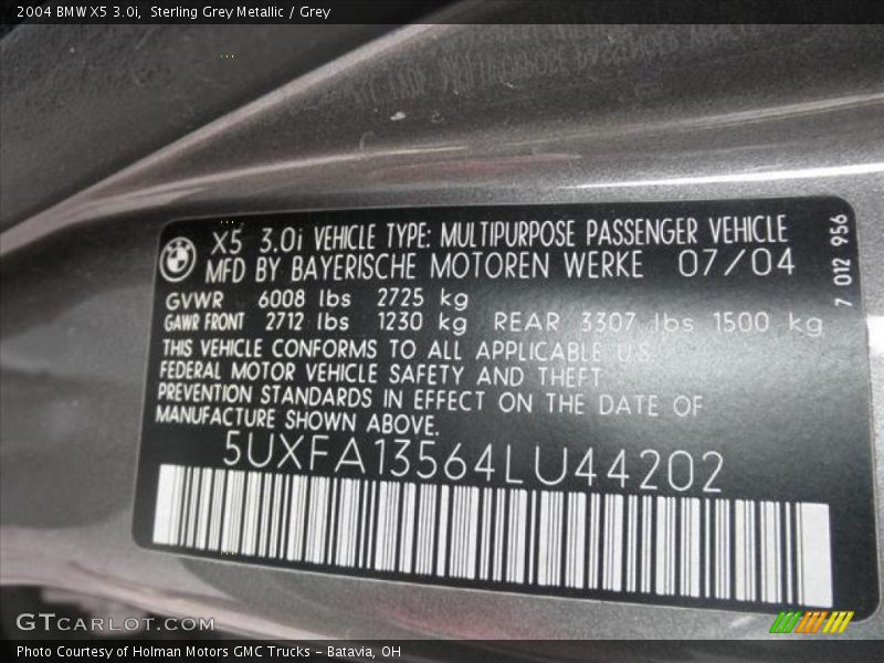 Sterling Grey Metallic / Grey 2004 BMW X5 3.0i