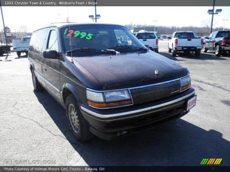 Wildberry Pearl / Beige 1993 Chrysler Town & Country