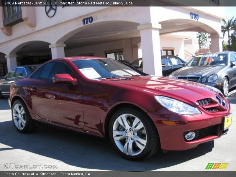 Storm Red Metallic / Black/Beige 2009 Mercedes-Benz SLK 350 Roadster