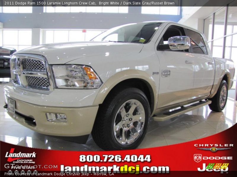 Bright White / Dark Slate Gray/Russet Brown 2011 Dodge Ram 1500 Laramie Longhorn Crew Cab