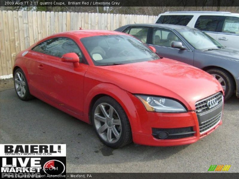 Brilliant Red / Limestone Grey 2009 Audi TT 2.0T quattro Coupe