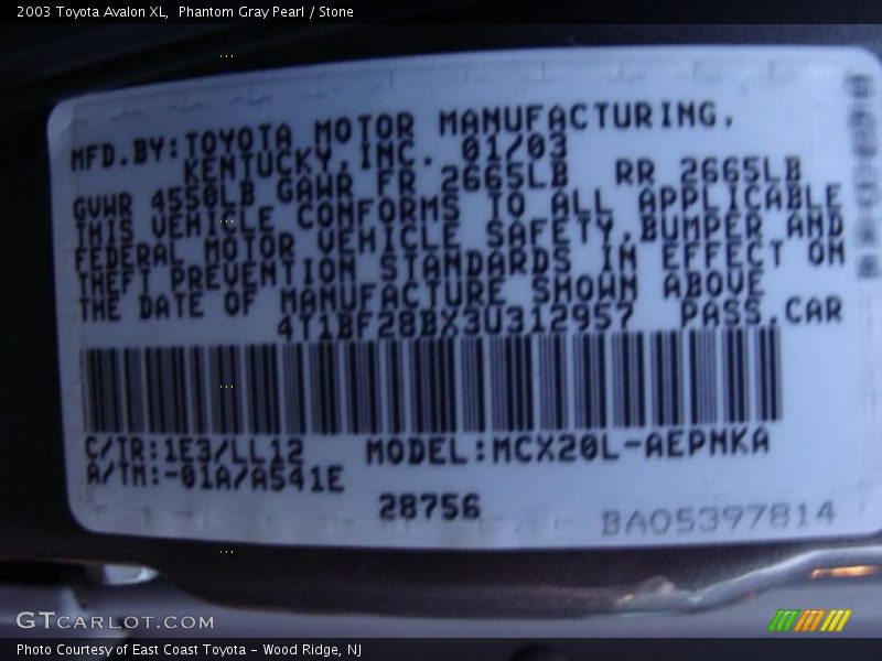 Phantom Gray Pearl / Stone 2003 Toyota Avalon XL