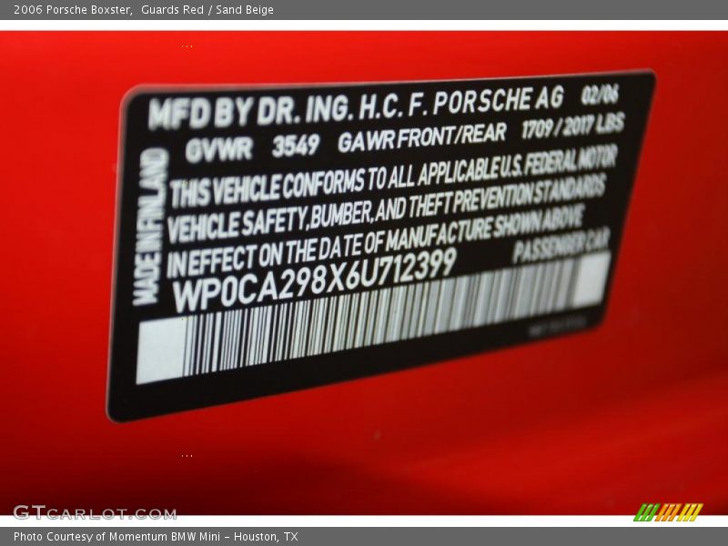 Guards Red / Sand Beige 2006 Porsche Boxster