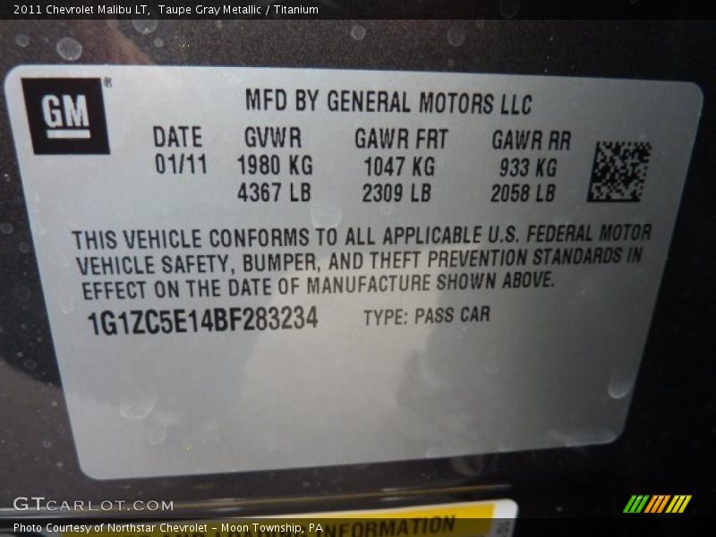 Taupe Gray Metallic / Titanium 2011 Chevrolet Malibu LT