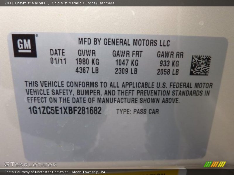 Gold Mist Metallic / Cocoa/Cashmere 2011 Chevrolet Malibu LT