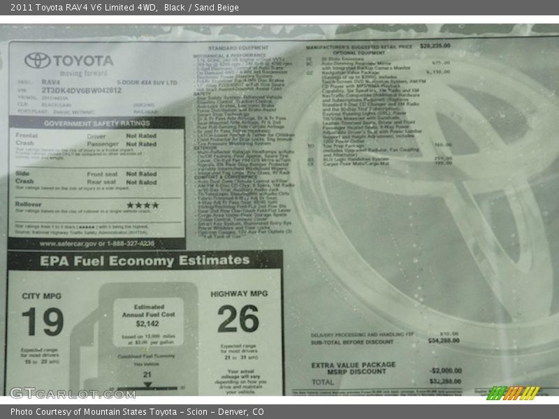 Black / Sand Beige 2011 Toyota RAV4 V6 Limited 4WD