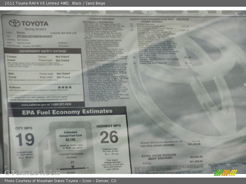 Black / Sand Beige 2011 Toyota RAV4 V6 Limited 4WD