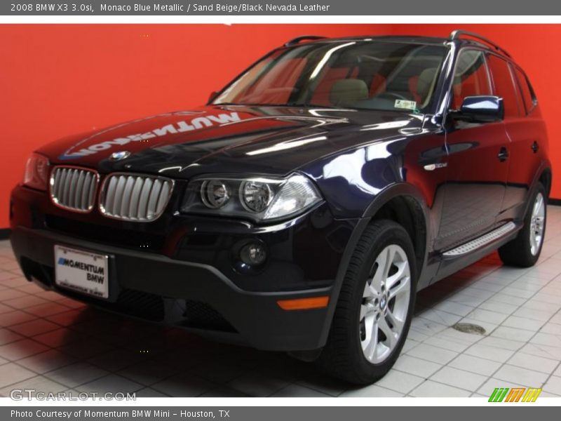 Monaco Blue Metallic / Sand Beige/Black Nevada Leather 2008 BMW X3 3.0si