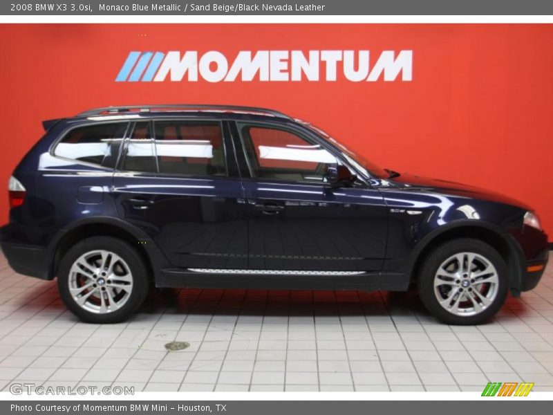 Monaco Blue Metallic / Sand Beige/Black Nevada Leather 2008 BMW X3 3.0si