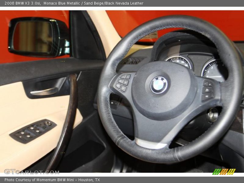 Monaco Blue Metallic / Sand Beige/Black Nevada Leather 2008 BMW X3 3.0si
