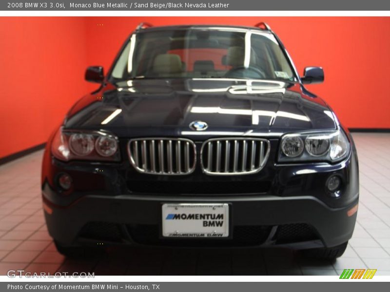 Monaco Blue Metallic / Sand Beige/Black Nevada Leather 2008 BMW X3 3.0si