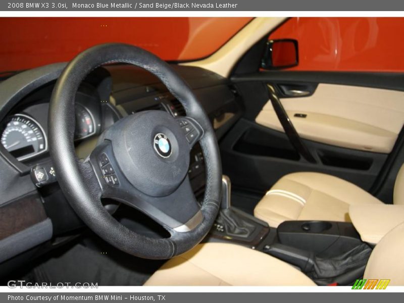 Monaco Blue Metallic / Sand Beige/Black Nevada Leather 2008 BMW X3 3.0si