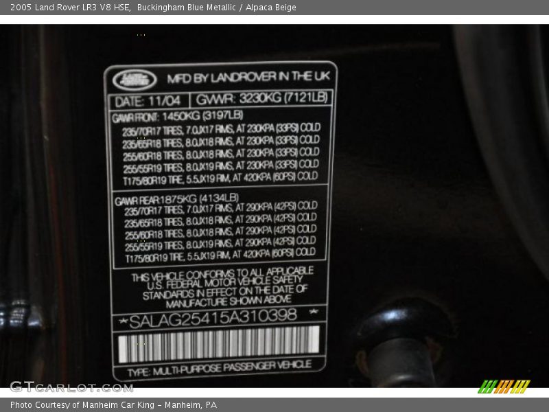 Buckingham Blue Metallic / Alpaca Beige 2005 Land Rover LR3 V8 HSE