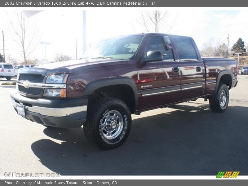 Dark Carmine Red Metallic / Tan 2003 Chevrolet Silverado 1500 LS Crew Cab 4x4