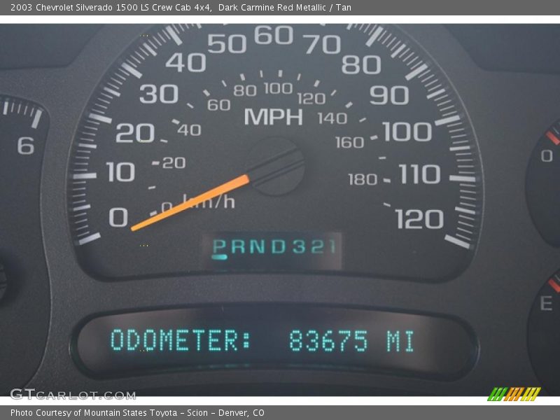 Dark Carmine Red Metallic / Tan 2003 Chevrolet Silverado 1500 LS Crew Cab 4x4