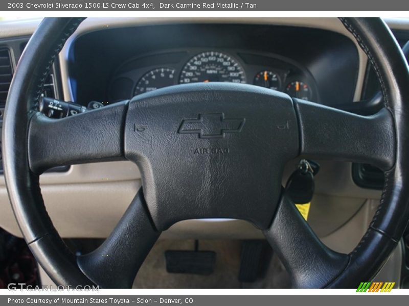 Dark Carmine Red Metallic / Tan 2003 Chevrolet Silverado 1500 LS Crew Cab 4x4