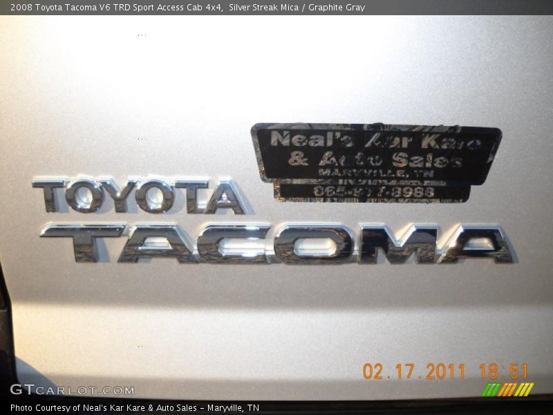 Silver Streak Mica / Graphite Gray 2008 Toyota Tacoma V6 TRD Sport Access Cab 4x4